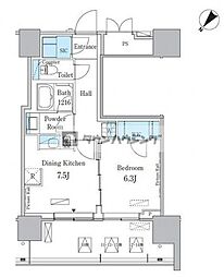 HARUMIFLAGPORTVILLAGED棟 1DKの間取図画像
