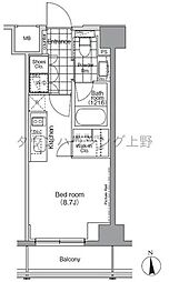 パークハビオ秋葉原 ワンルームの間取図画像