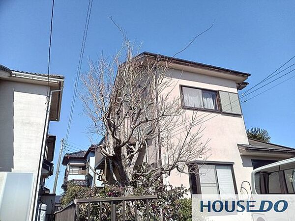 建物側面からの外観です。2階建ての形状と窓の配置、屋根まわりの状態が確認できます。