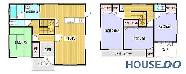 ゆとりある空間♪部屋割りも楽しみの一つですよね♪収納スペースが充実しているので、実際に広さを実感できる間取りとなっております。