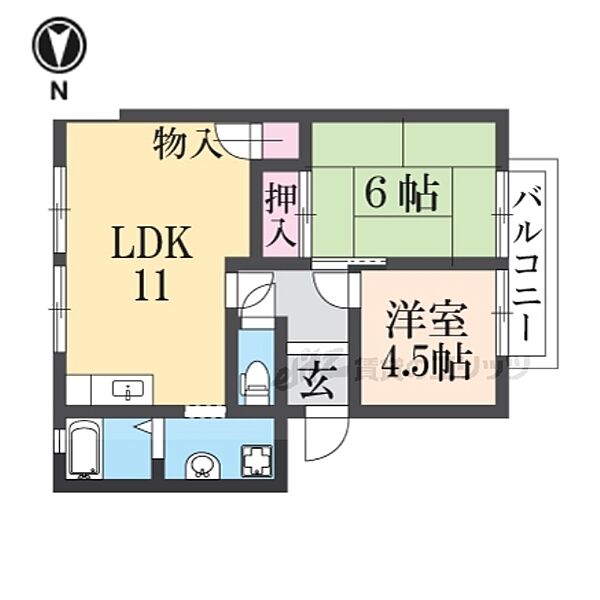 奈良県奈良市法蓮町(賃貸アパート2LDK・2階・46.70㎡)の写真 その2