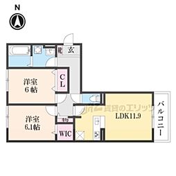 ジェイドウェル 2階2LDKの間取り