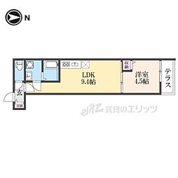 クレアール東岡町 1階1LDKの間取り