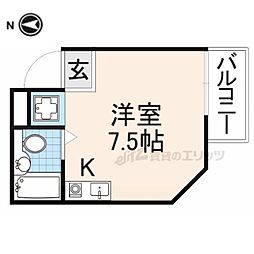 シティパレス富雄南 2階ワンルームの間取り