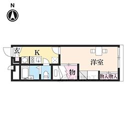 レオパレスＡＱＵＡ　ＢＬＵＥ 2階1Kの間取り