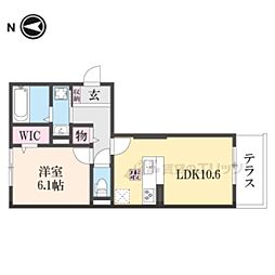 JR桜井線 帯解駅 徒歩22分の賃貸アパート 1階1LDKの間取り