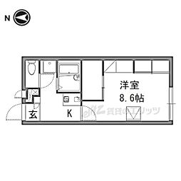 JR関西本線 法隆寺駅 徒歩4分の賃貸アパート 1階1Kの間取り