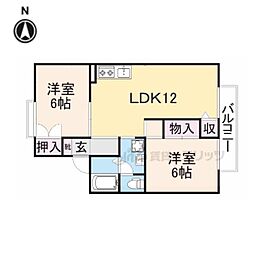 アゼリオ学園前　Ｂ棟 1階2LDKの間取り