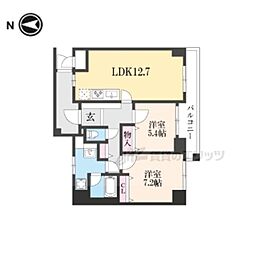 ライフコート西大寺 8階2LDKの間取り