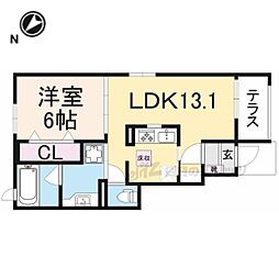 JR片町線(学研都市線) 津田駅 徒歩11分の賃貸アパート 1階1LDKの間取り