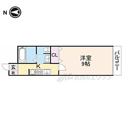 ＬＡ　ＲＩＶＩＥＲＥ　ＯＫＡＭＯＴＯ 1階1Kの間取り