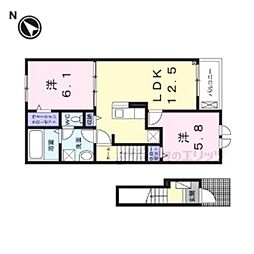 ルナ　ハイツV 2階2LDKの間取り