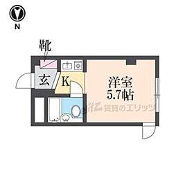 ききょう元町ビル 2階ワンルームの間取り