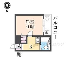 ハイツチャオチャオ 2階1Kの間取り