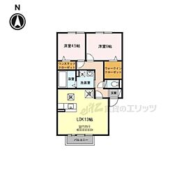 グリーンハウス 1階2LDKの間取り