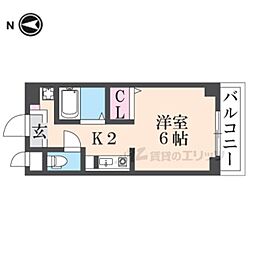 クレセント辻井 3階1Kの間取り