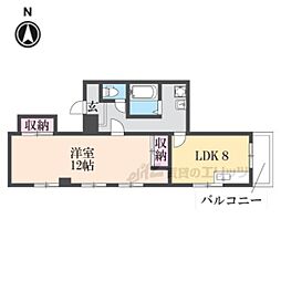 JR関西本線 奈良駅 徒歩7分の賃貸マンション 2階1LDKの間取り