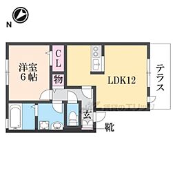 アンソレイエ星和台 1階1LDKの間取り