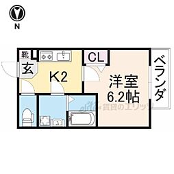 京阪交野線 交野市駅 徒歩10分の賃貸アパート 3階1Kの間取り