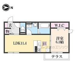 セントセシリア 1階1LDKの間取り