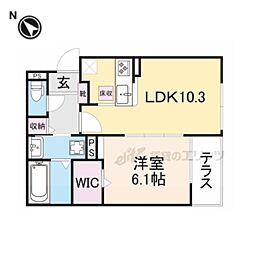 JR関西本線 王寺駅 徒歩19分の賃貸アパート 1階1LDKの間取り