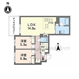 グランシャーメゾン新大宮 2LDKの間取図画像