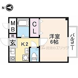 リヴィエール 1Kの間取図画像