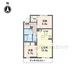 サクラ・メゾン西大寺 2LDKの間取図画像