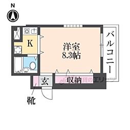 朝日プラザアーバネート奈良 1Kの間取図画像