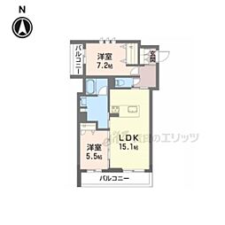 奈良市あやめ池南6丁目マンション 2LDKの間取図画像
