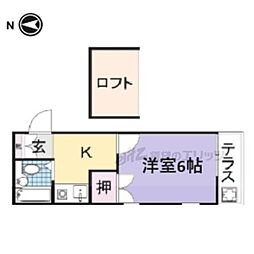 レオパレス四条大路 1Kの間取図画像