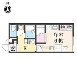 レオパレスAKI 1Kの間取図画像