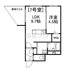 Alivis美園 1階1LDKの間取り