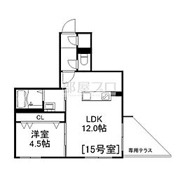 Alivis美園 1階1LDKの間取り