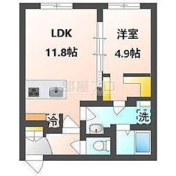 仮称)月寒中央通9丁目MS 2階1LDKの間取り