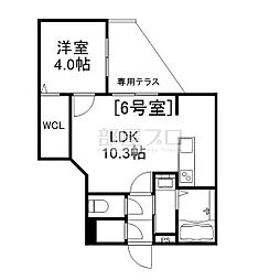 Alivis美園 1階1LDKの間取り