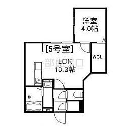 Alivis美園 4階1LDKの間取り