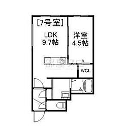 Alivis美園 3階1LDKの間取り