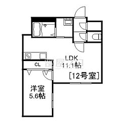 Alivis美園 3階1LDKの間取り