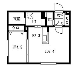 Mut福住(ムートフクズミ) 4階1LDKの間取り