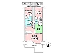 イニシア多摩宿河原 2SLDKの間取図画像