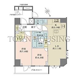 ザ・パークハウス北青山 4階2LDKの間取り