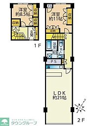 ニュー赤坂コーポラス 7階2LDKの間取り