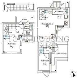 ＡＧＲＡＴＩＯ　ＴＥＲＲＡＣＥ　恵比寿 2階2DKの間取り