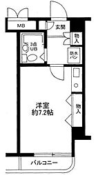 パークサイドフラット三茶 1階ワンルームの間取り