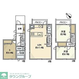 都営大江戸線 西新宿五丁目駅 徒歩6分の賃貸一戸建て 2SLDKの間取り