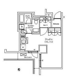 パークアクシス代官山 5階ワンルームの間取り