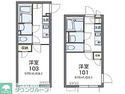東急世田谷線 上町駅 徒歩5分の賃貸アパート 1階1Kの間取り