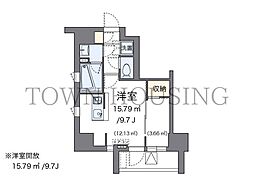 ＬＯＶＩＥ麻布十番 9階ワンルームの間取り