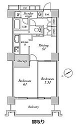 六本木ビュータワー 16階2DKの間取り
